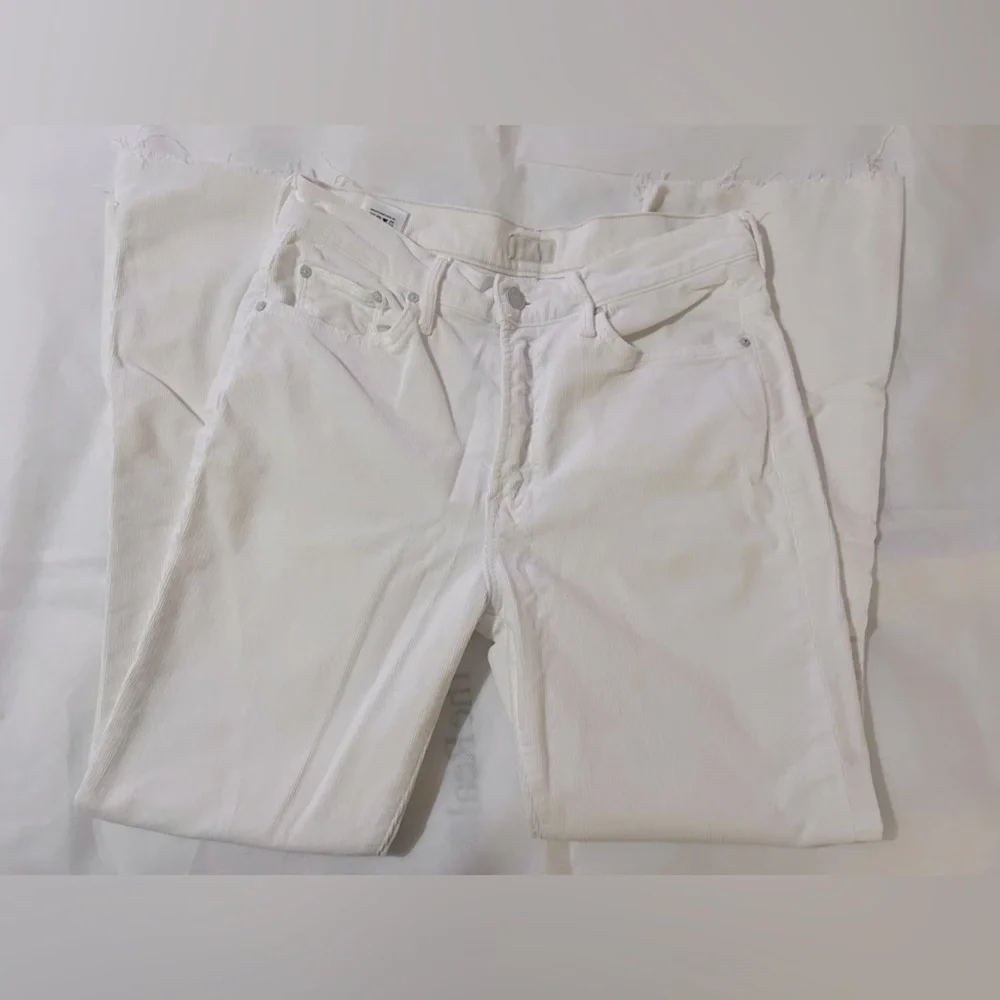Mother jeans corduroy straight leg size 26 white the insider crop step fray - Picture 12 of 12